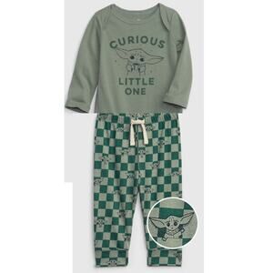 NWT Baby Gap Star Wars Baby Grogu Bodysuit and Pull on Pants in Gasoline Green